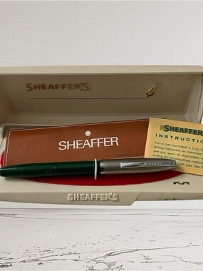 Sheaffer Vintage Green Chrome Cap 500 Touchdown Med Fountain Pen NIB Untested